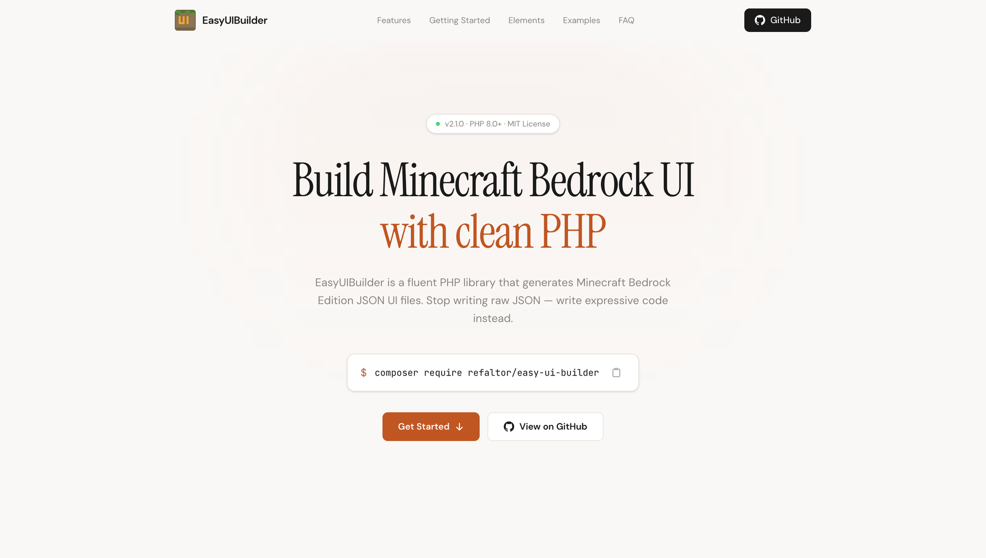 EasyUIBuilder — PHP Library for Minecraft Bedrock JSON UI